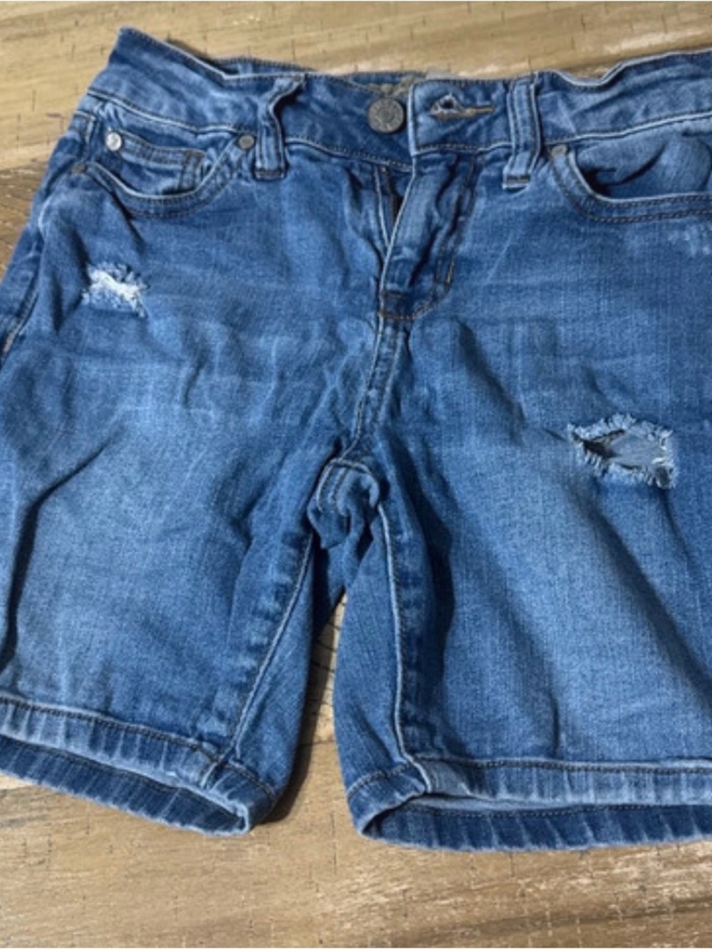 Girls Distressed Denim Shorts - Blue